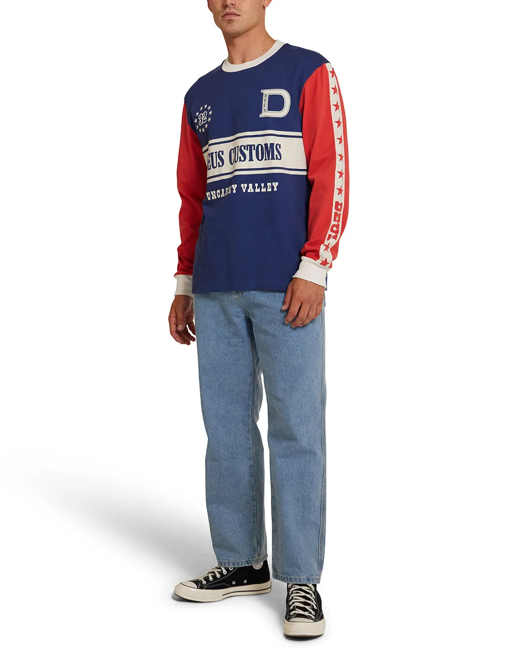 Round Up Long Sleeve Tee - Red-Blue sold by Deus Ex Machina product image thumbnail 3