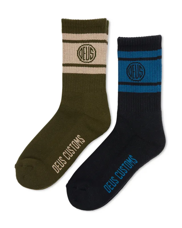 Pill Logo Sock - 2 Pack Multi made by Deus Ex Machina
