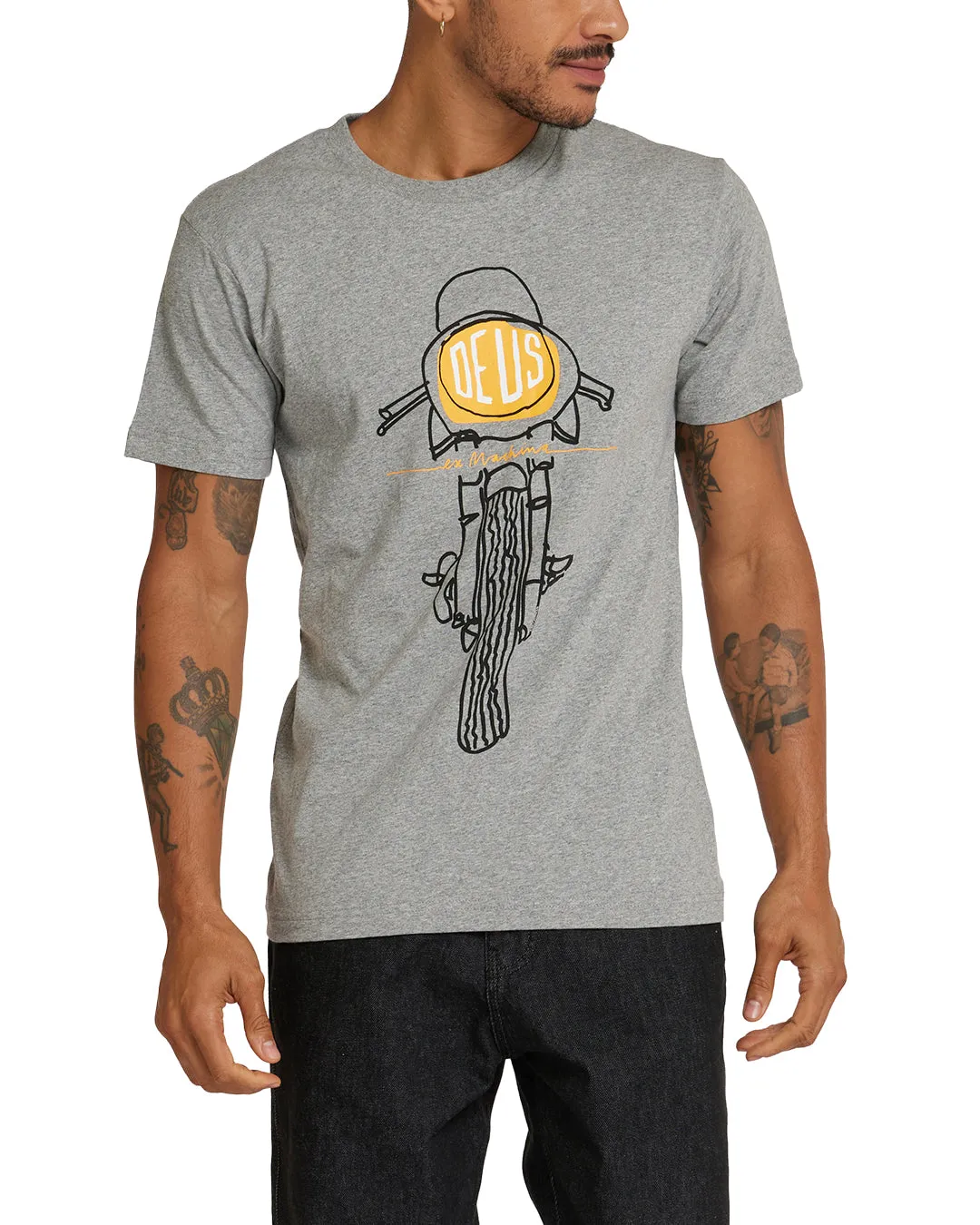 Frontal Matchless Tee - Grey Marle sold by Deus Ex Machina