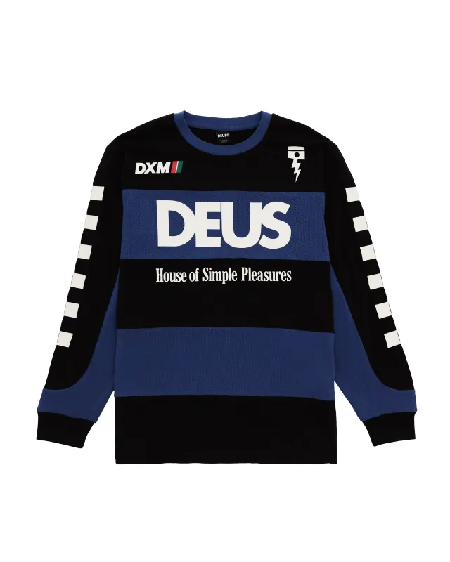 Vilander Moto Jersey - Mechanic Blue Combo sold by Deus Ex Machina