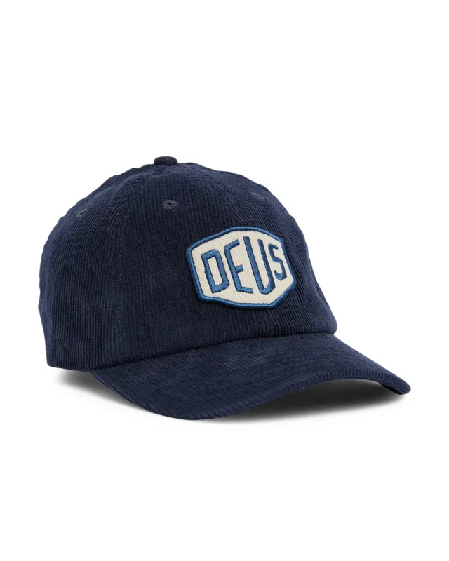 Shield Cord Dad Cap - Navy sold by Deus Ex Machina