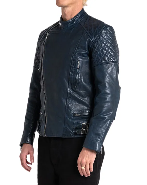 Lightning Leather Jacket - Dark Blue sold by Deus Ex Machina
