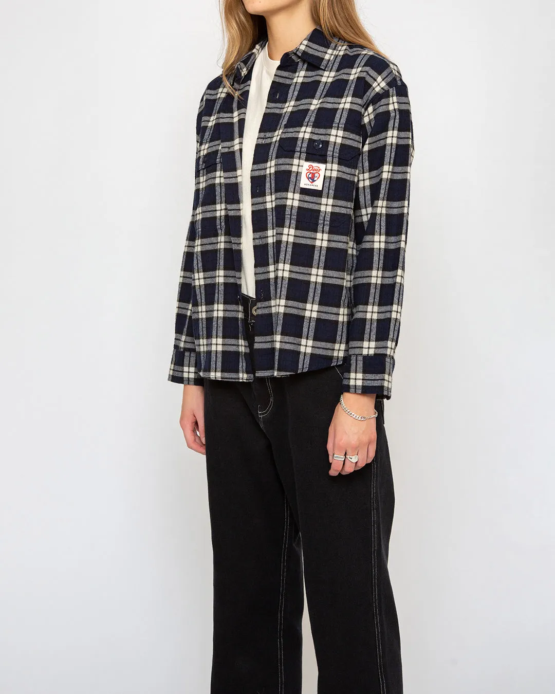 Flannel Check Shirt (Oversized Fit) - Navy Check sold by Deus Ex Machina product image thumbnail 3