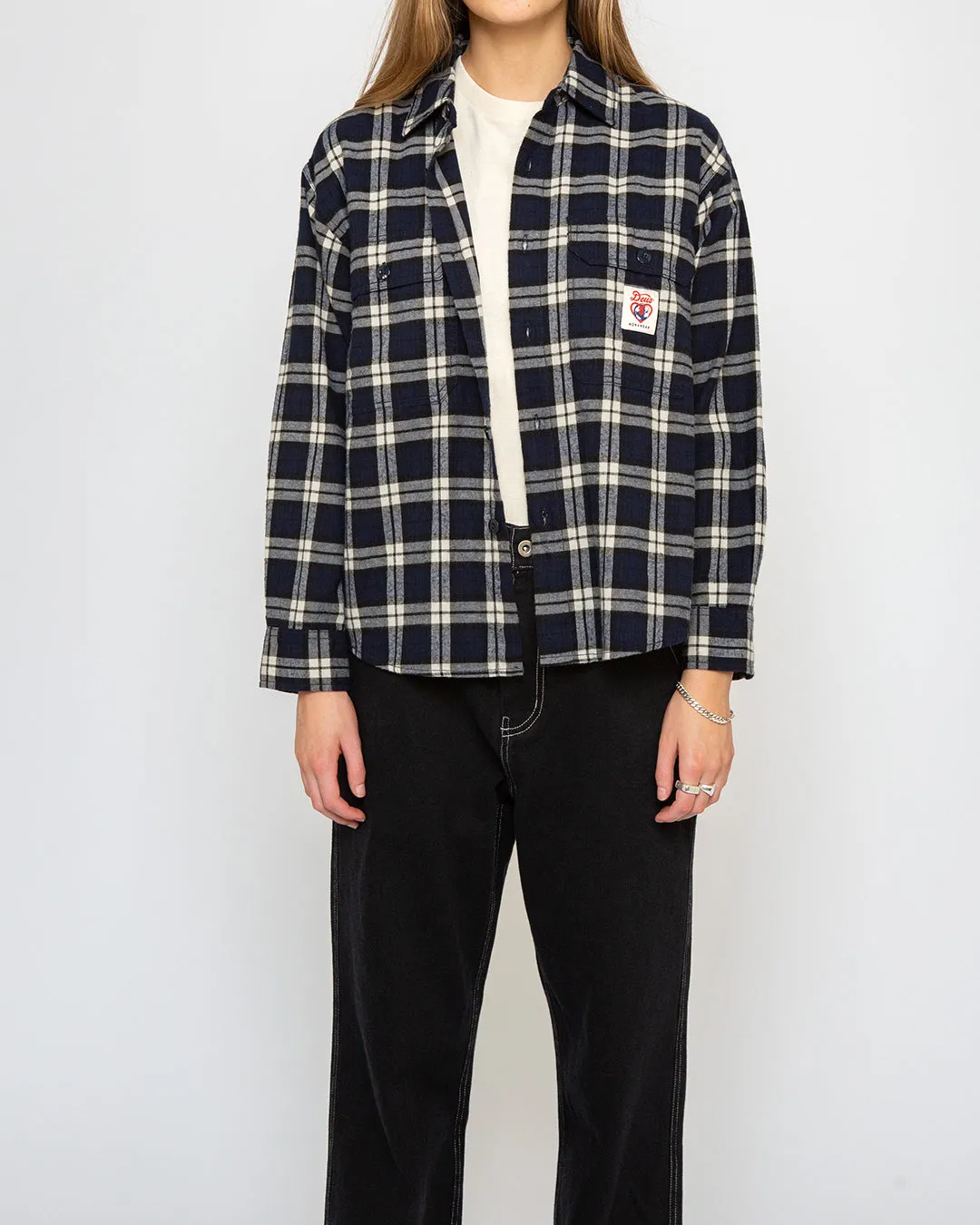 Flannel Check Shirt (Oversized Fit) - Navy Check sold by Deus Ex Machina
