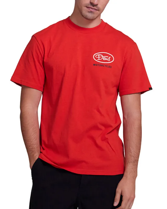 Shimmy Tee - Mandarin Red sold by Deus Ex Machina