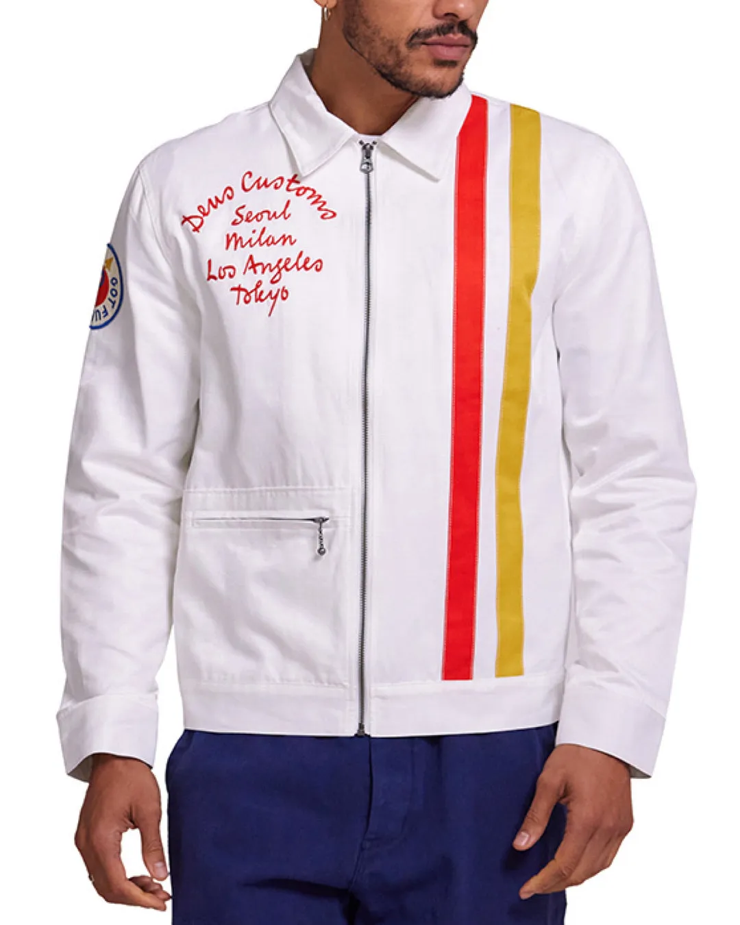 Chime Racing Jacket - Vintage White sold by Deus Ex Machina