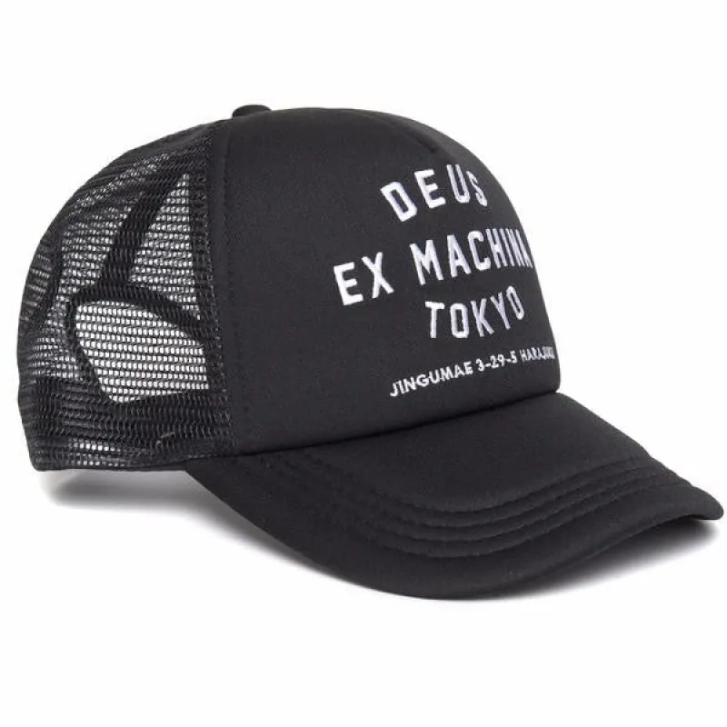 Tokyo Address Trucker Hat - Black made by Deus Ex Machina
