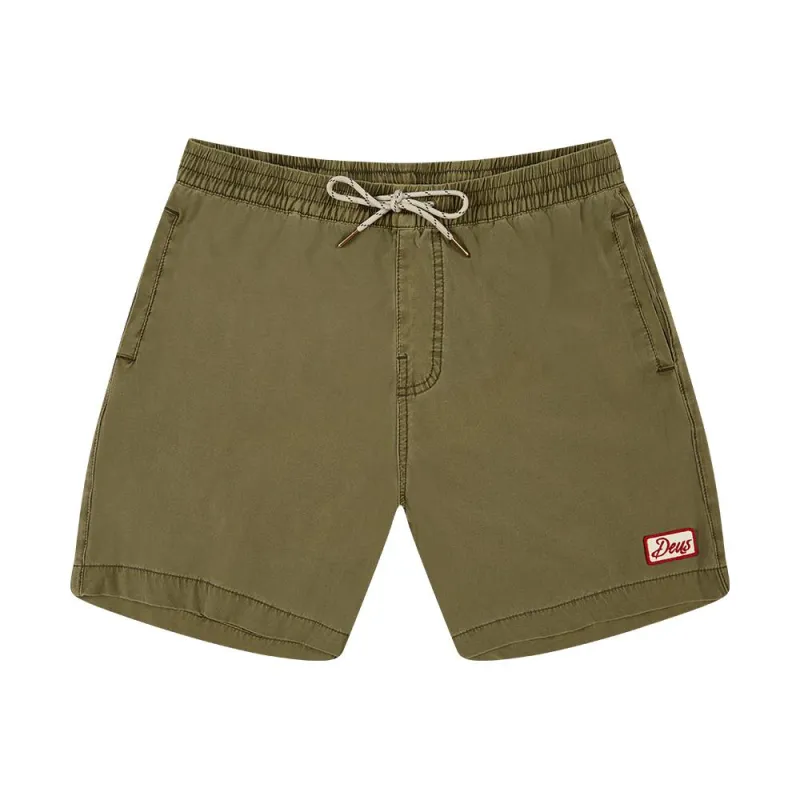 Sandbar Solid Garment Dye Boardshort - Dark Olive sold by Deus Ex Machina