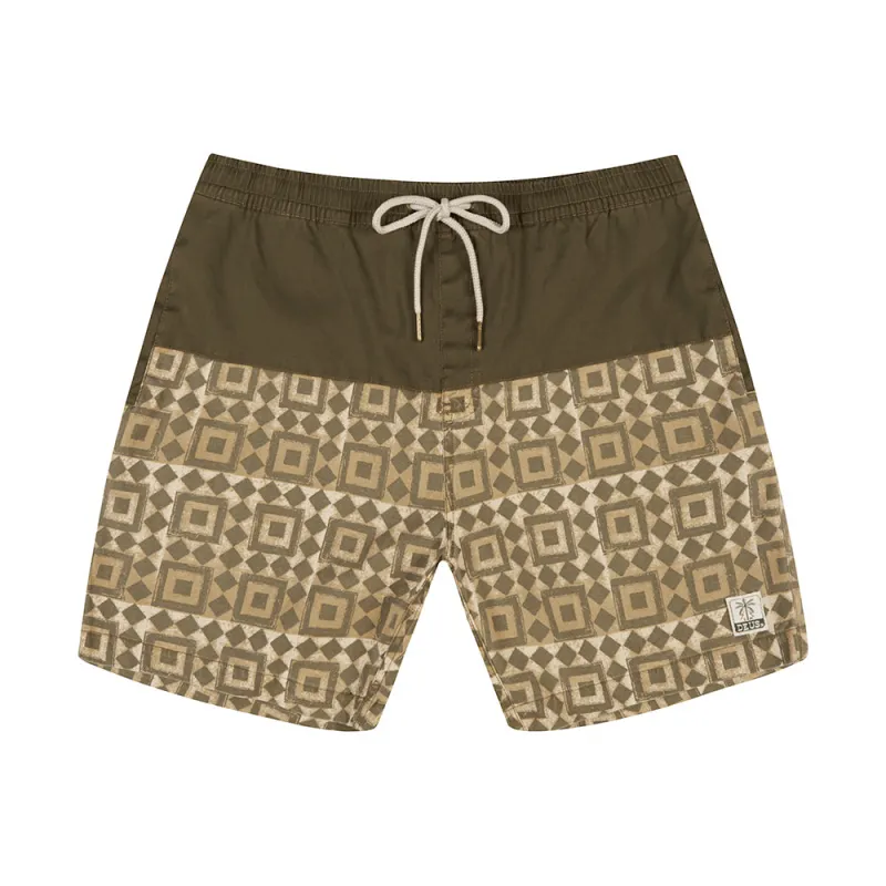 Sandbar Breeze Blocks Boardshort - Dark Olive made by Deus Ex Machina