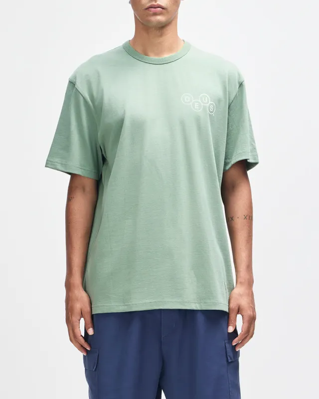 Mechanism Tee - Loden Frost Green sold by Deus Ex Machina