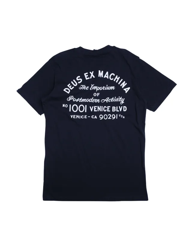 Venice Address Pocket Tee - Navy made by Deus Ex Machina