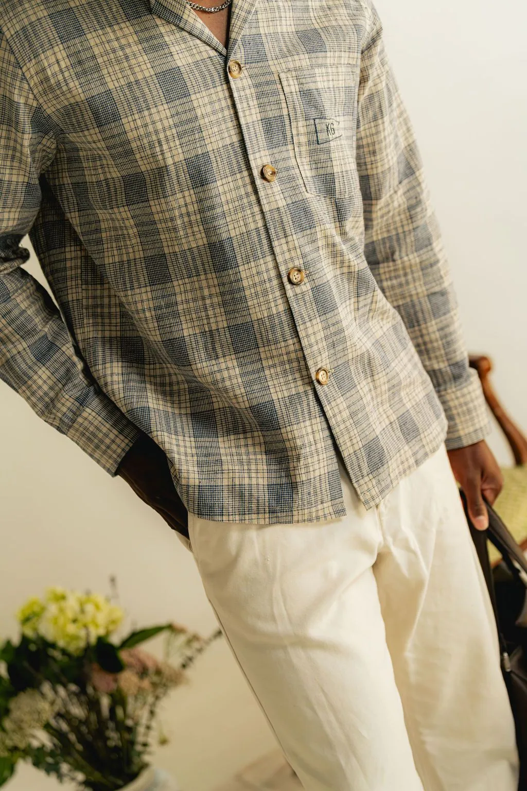 Light Plaid Linen Shirt sold by Kennedy Gray product image thumbnail 4