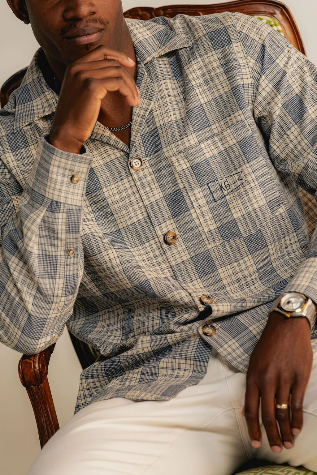 Light Plaid Linen Shirt sold by Kennedy Gray product image thumbnail 2