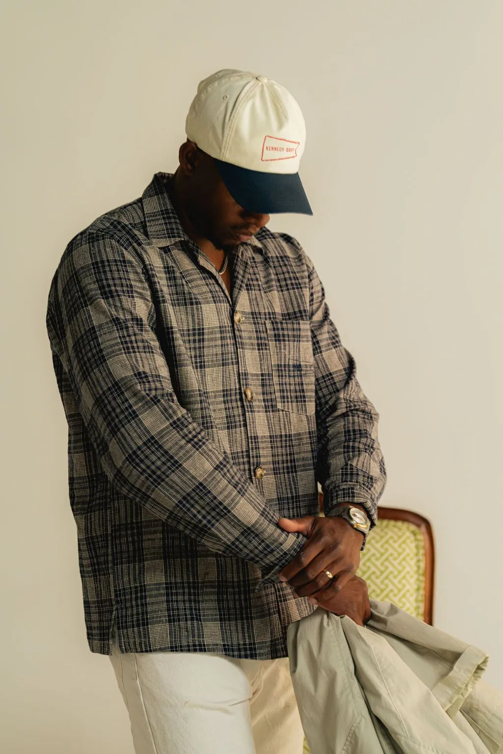Navy Plaid Linen Shirt sold by Kennedy Gray product image thumbnail 3