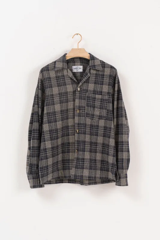 Navy Plaid Linen Shirt made by Kennedy Gray