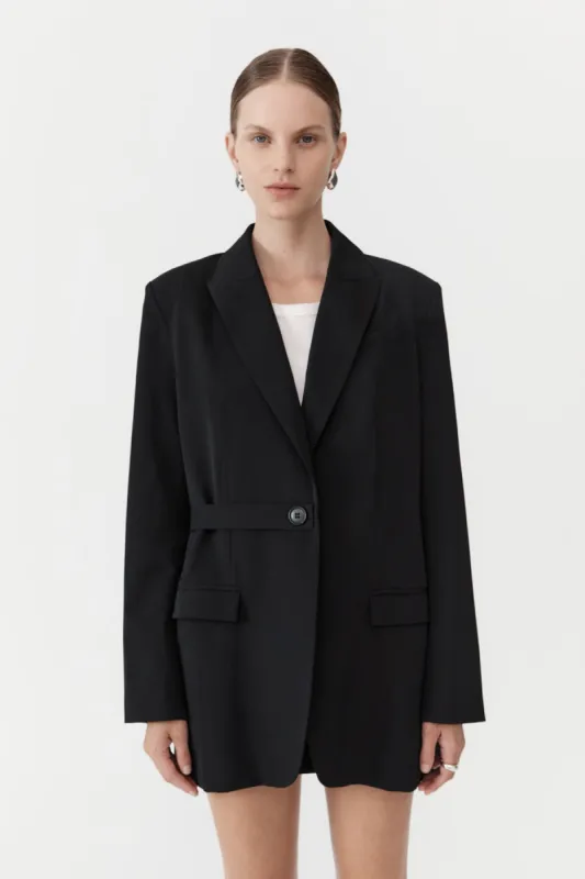 Belt Detail Blazer - Black sold by St. Agni