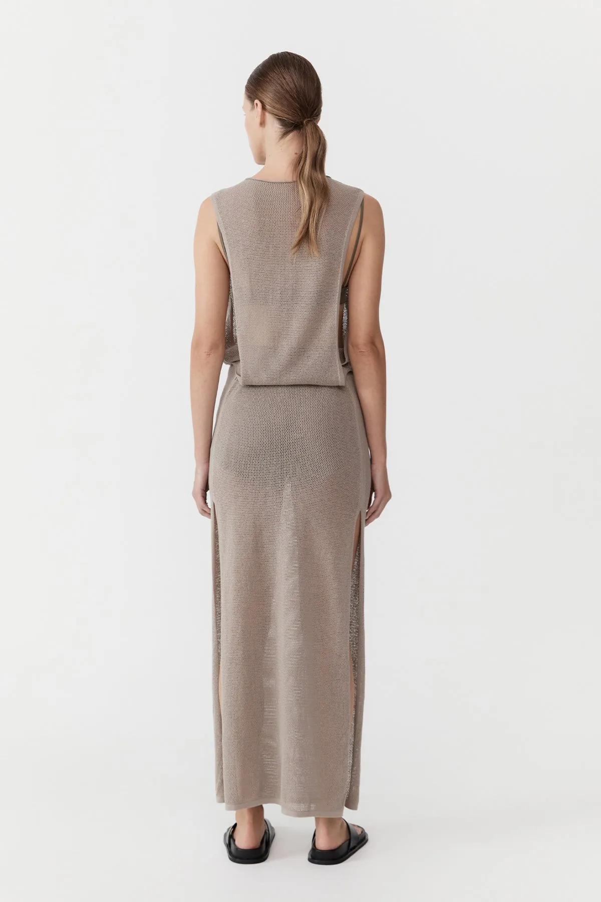 Mesh Tuck Back Maxi Dress - Fog sold by St. Agni product image thumbnail 4