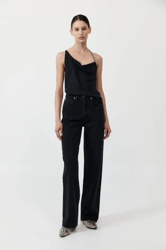 Mid Rise Wide Leg - Washed Black made by St. Agni