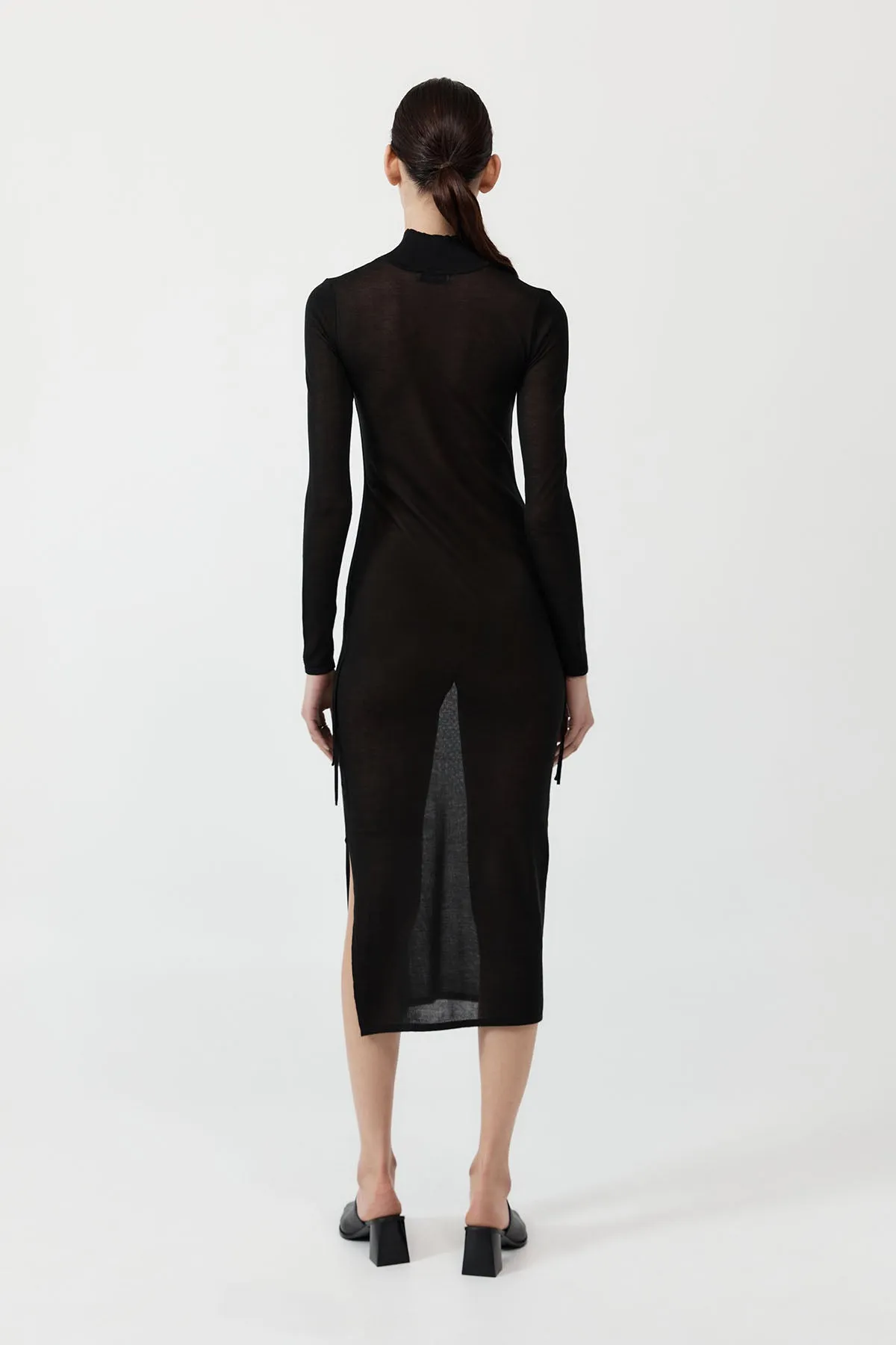 Sheer Ruched Dress - Black sold by St. Agni product image thumbnail 4