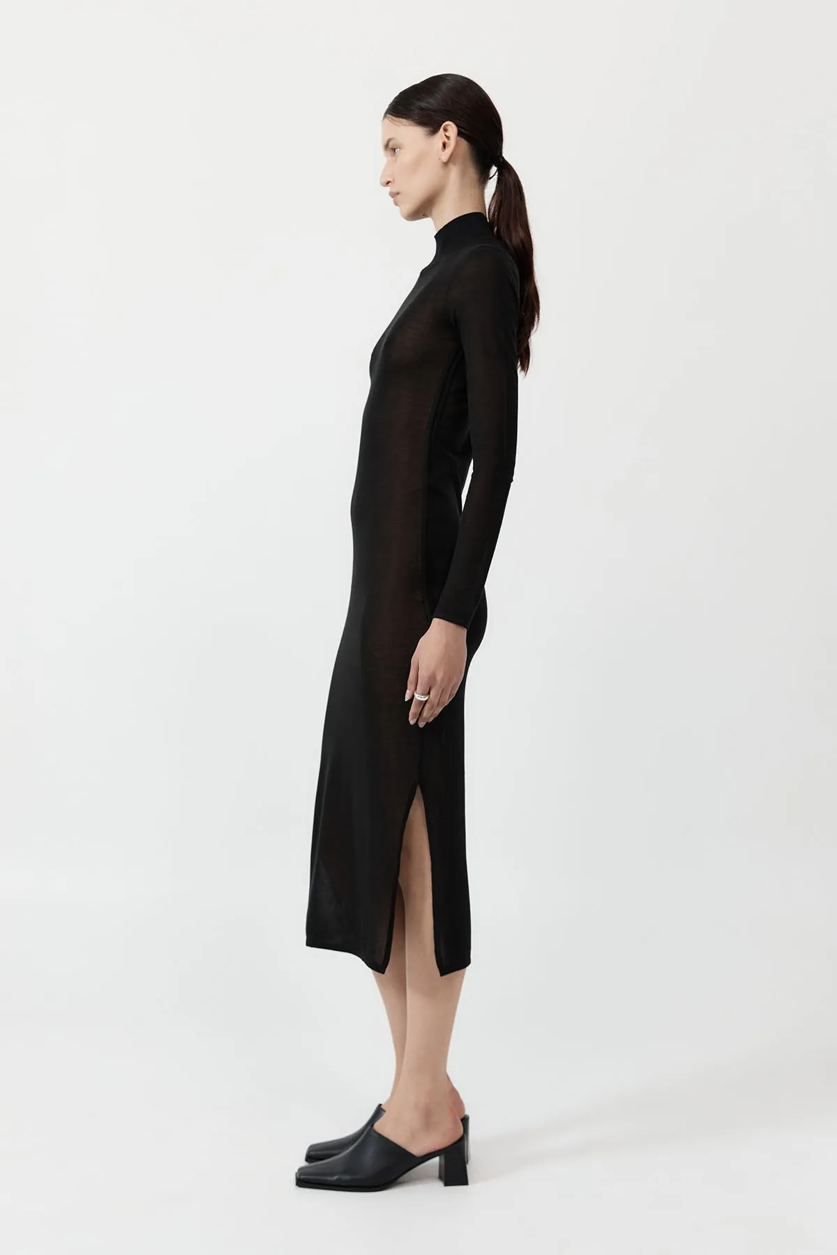 Sheer Ruched Dress - Black sold by St. Agni product image thumbnail 2