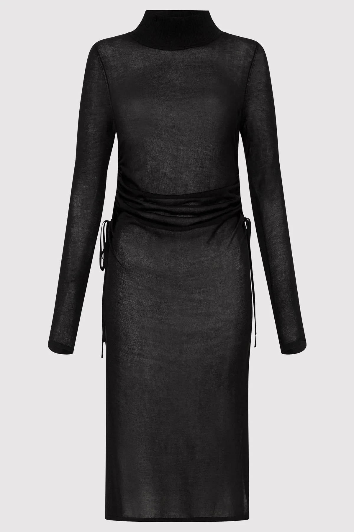 Sheer Ruched Dress - Black sold by St. Agni product image thumbnail 5