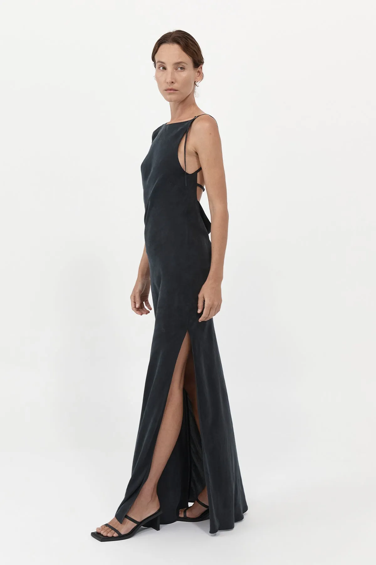 Sophia Drape Dress - Washed Black sold by St. Agni