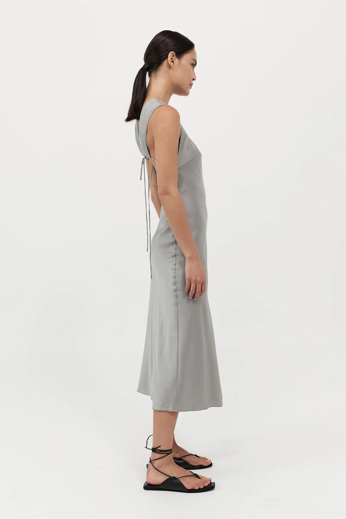 Soft Silk Rouleau Tie Dress - Silver sold by St. Agni product image thumbnail 4