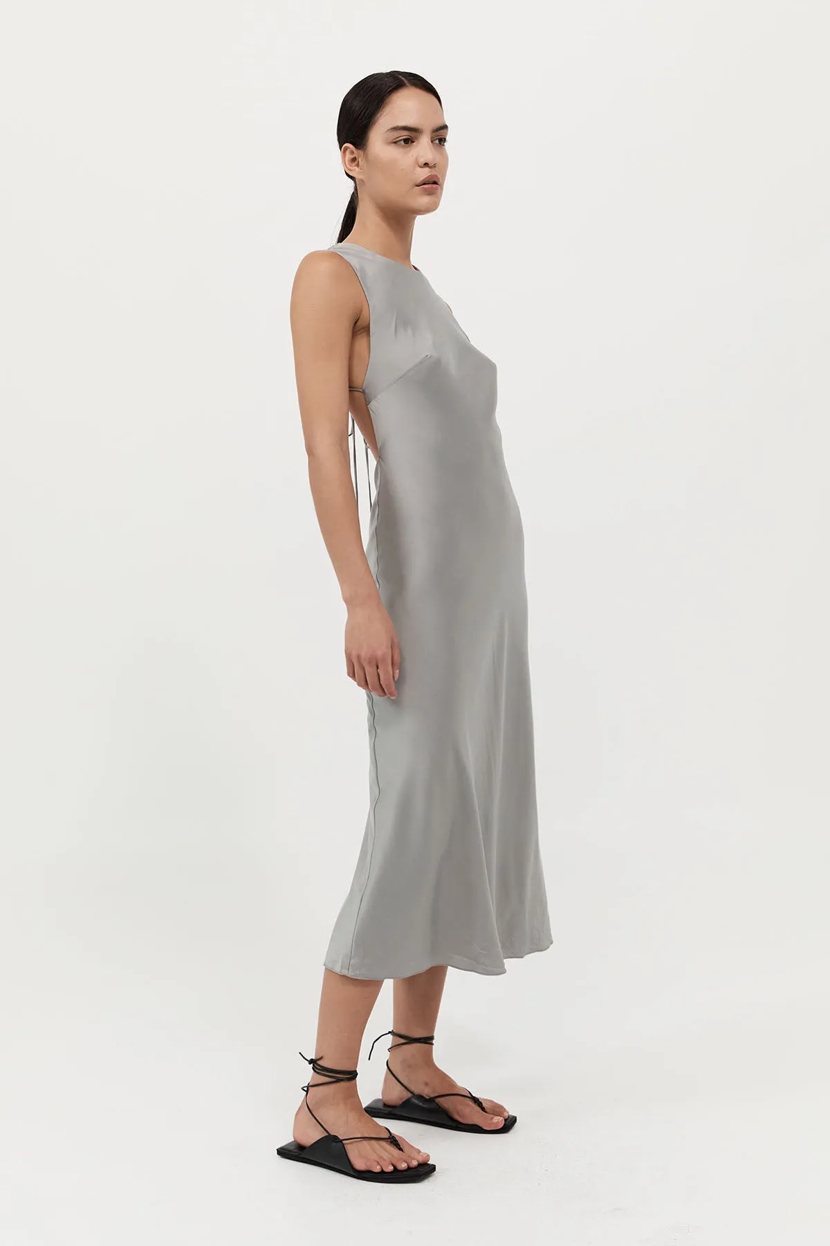 Soft Silk Rouleau Tie Dress - Silver sold by St. Agni