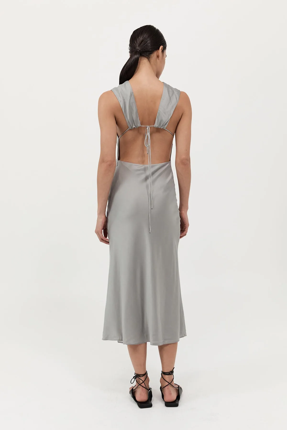 Soft Silk Rouleau Tie Dress - Silver sold by St. Agni product image thumbnail 2