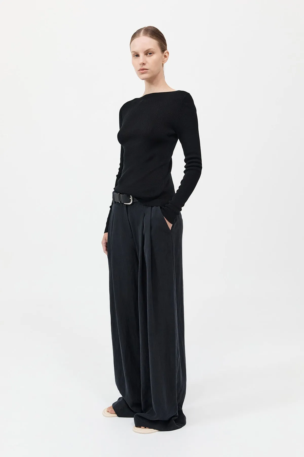 Wide Leg Pleat Pants - Black sold by St. Agni product image thumbnail 2
