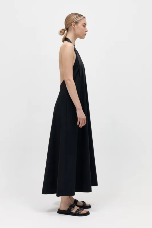 Ring Detail Halter Dress - Black made by St. Agni