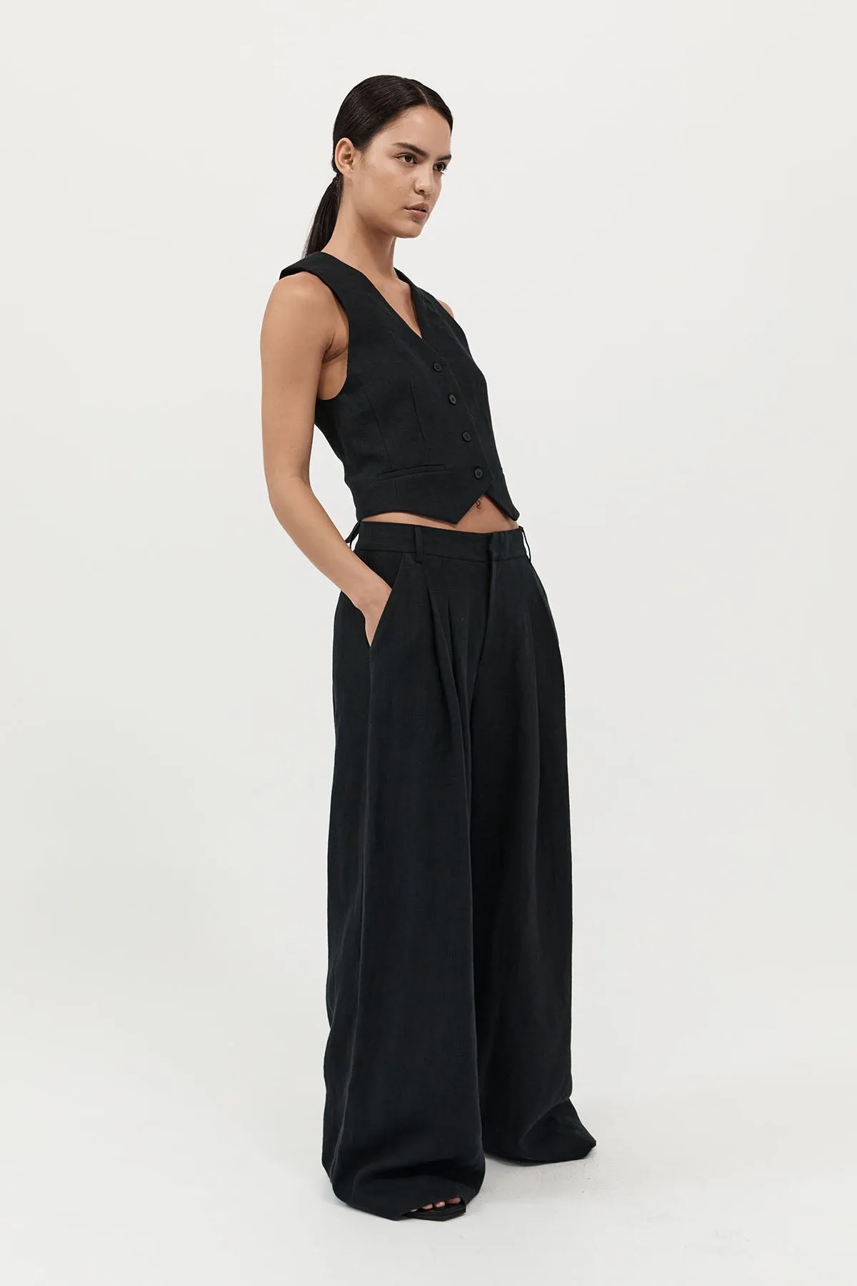 Tailored Linen Pants - Black sold by St. Agni product image thumbnail 3