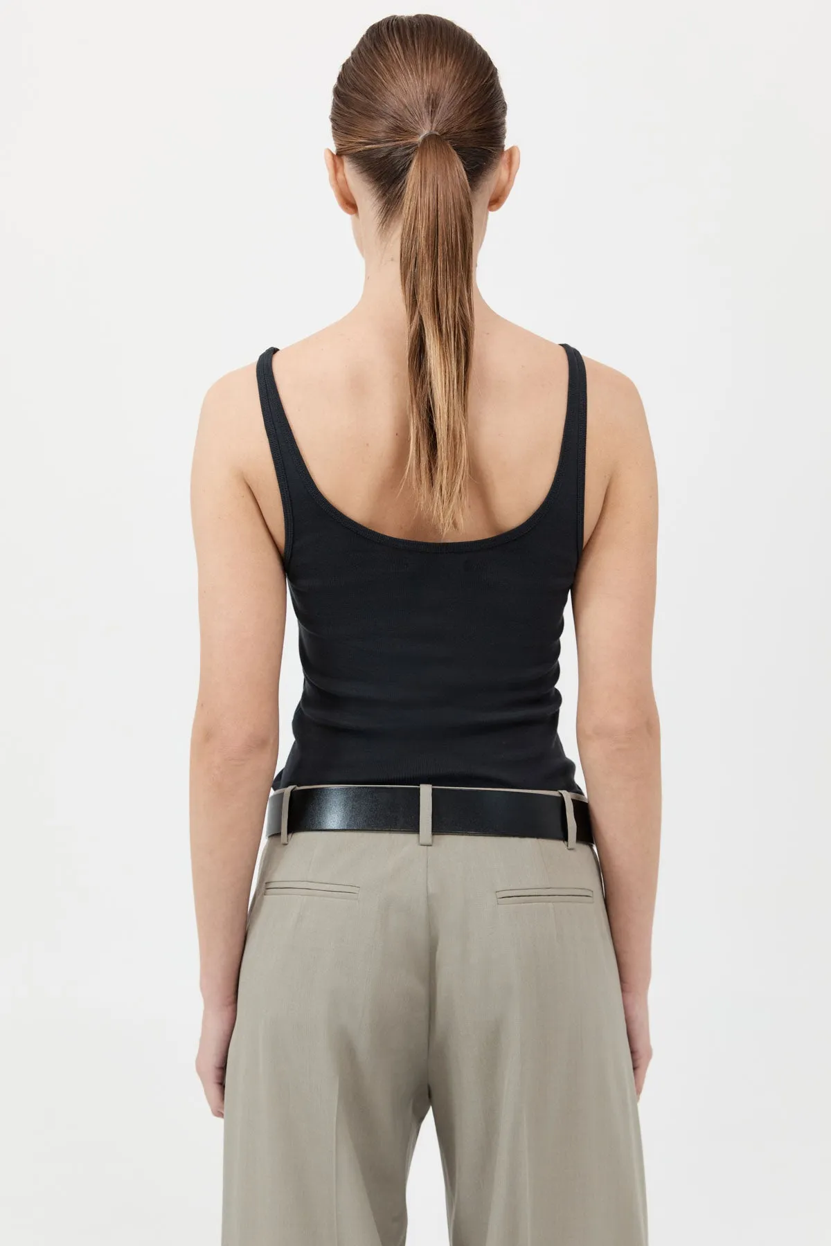 Organic Cotton Slim Scoop Tank - Black sold by St. Agni product image thumbnail 4