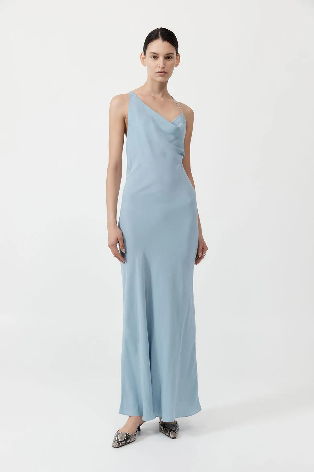 Asymm Drape Maxi Dress - Stone Blue sold by St. Agni