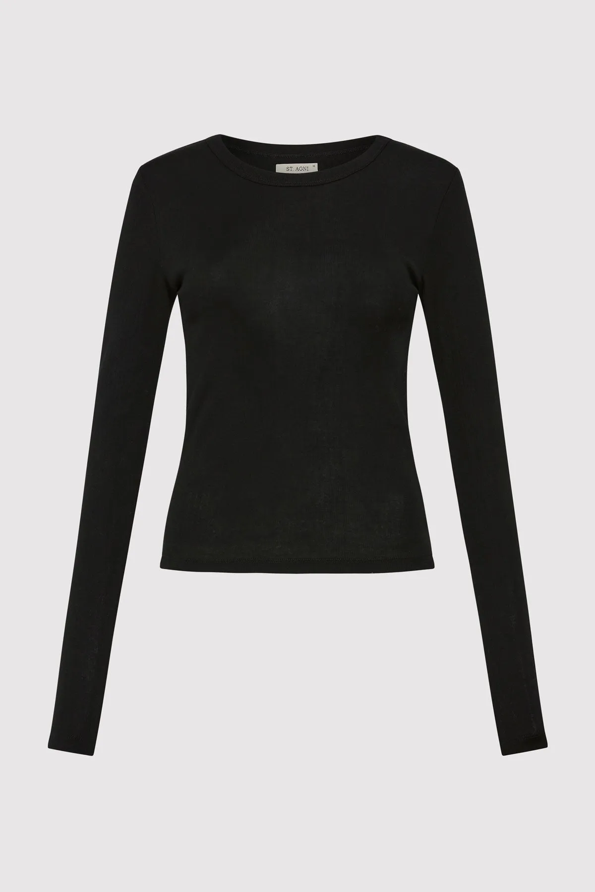 Organic Cotton Soft Rib Long Sleeve Top - Black sold by St. Agni product image thumbnail 5