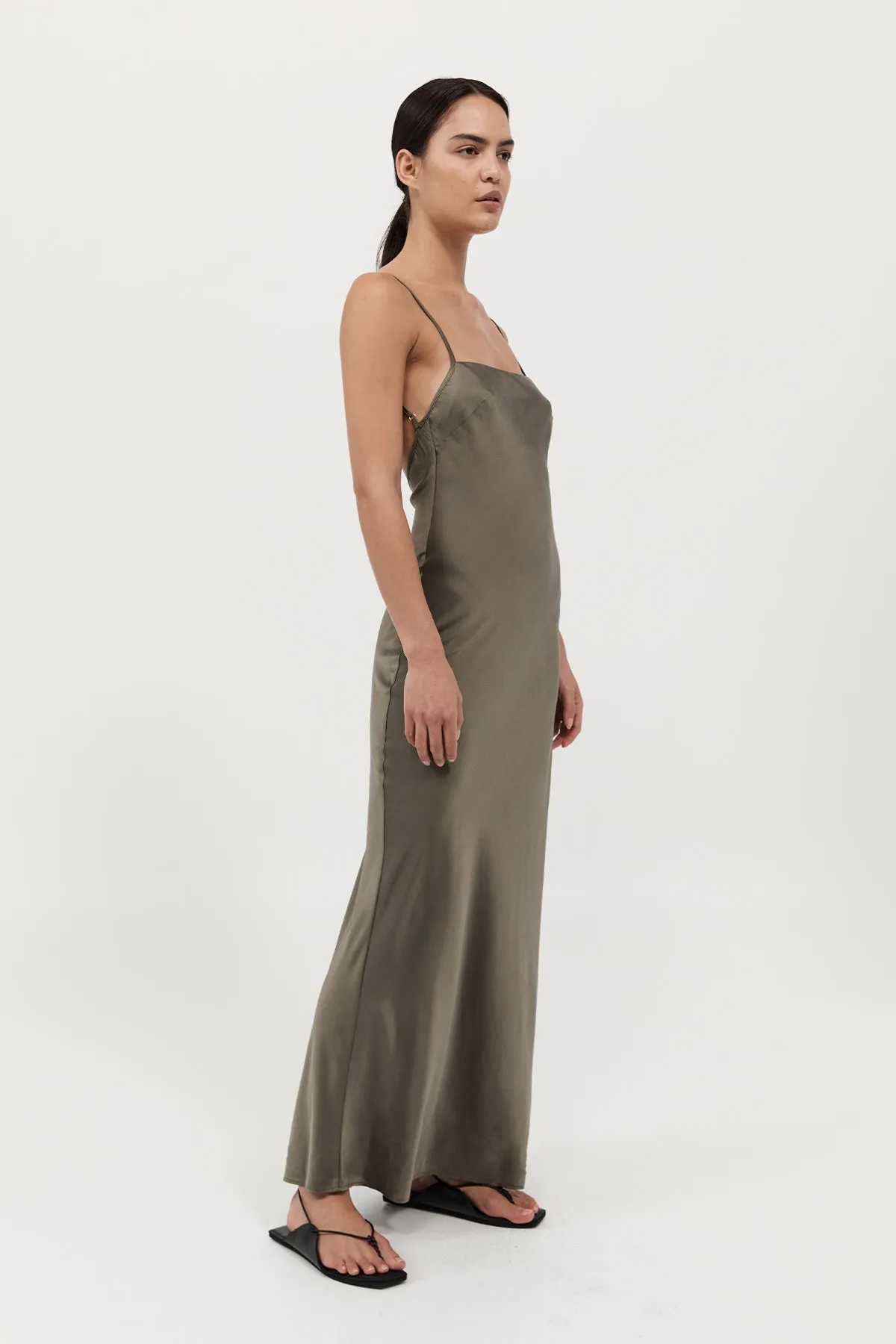 Low Back Slip Dress - Kelp sold by St. Agni product image thumbnail 2