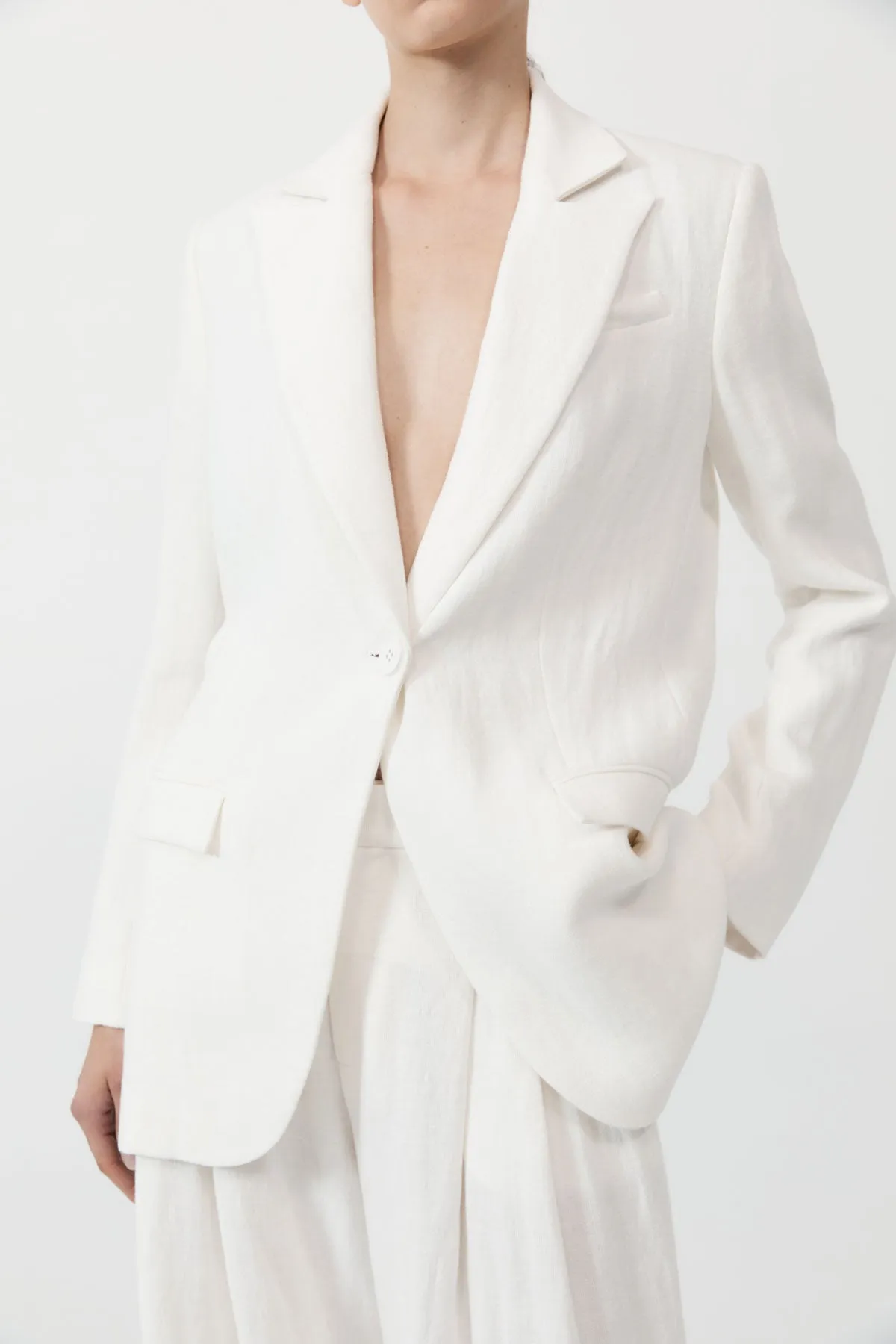 Tailored Linen Blazer - Ivory sold by St. Agni