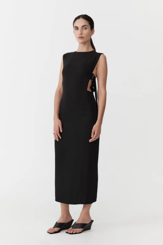 Classic Side Detail Dress - Black sold by St. Agni
