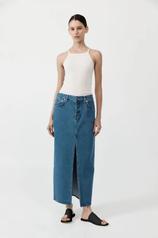 Denim Maxi Skirt - Denim Blue sold by St. Agni