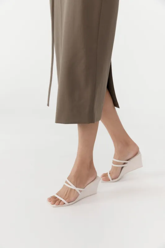 Cross Strap Wedge - Ivory sold by St. Agni