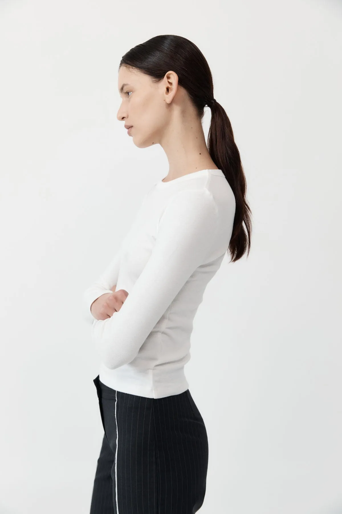 Organic Cotton Long Sleeve Top - White sold by St. Agni product image thumbnail 3