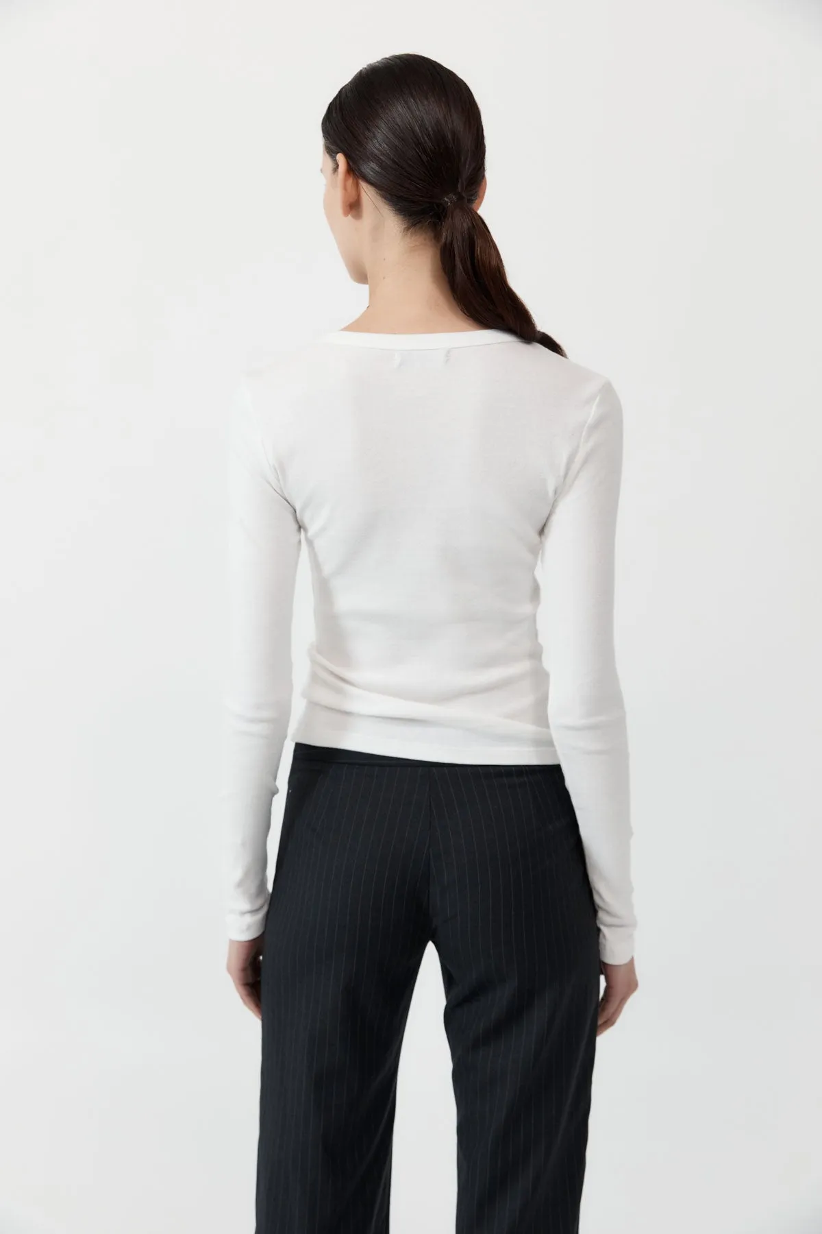 Organic Cotton Long Sleeve Top - White sold by St. Agni product image thumbnail 4