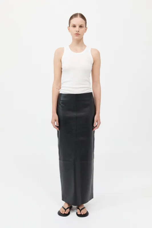 Leather Column Skirt - Black sold by St. Agni
