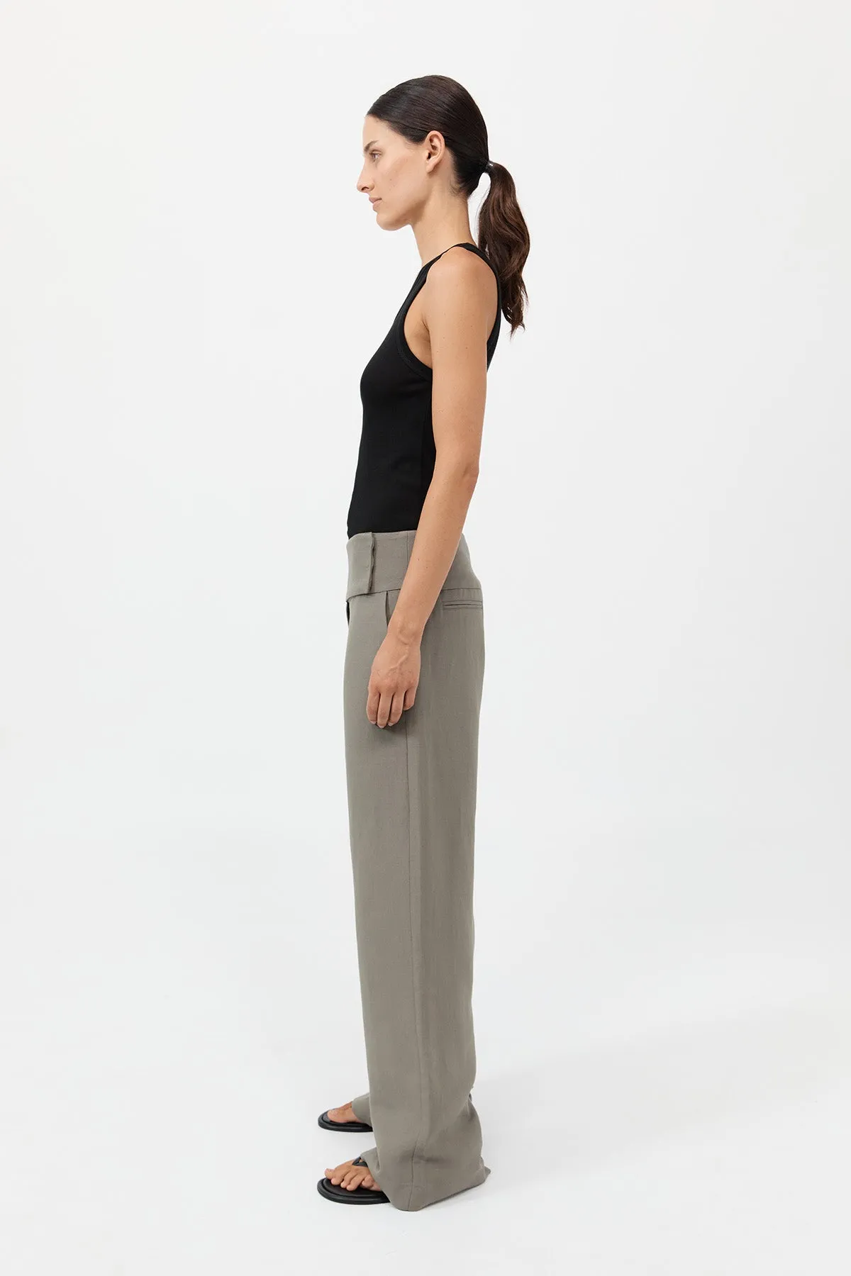 Wide Waistband Pants - Smokey Olive sold by St. Agni product image thumbnail 4