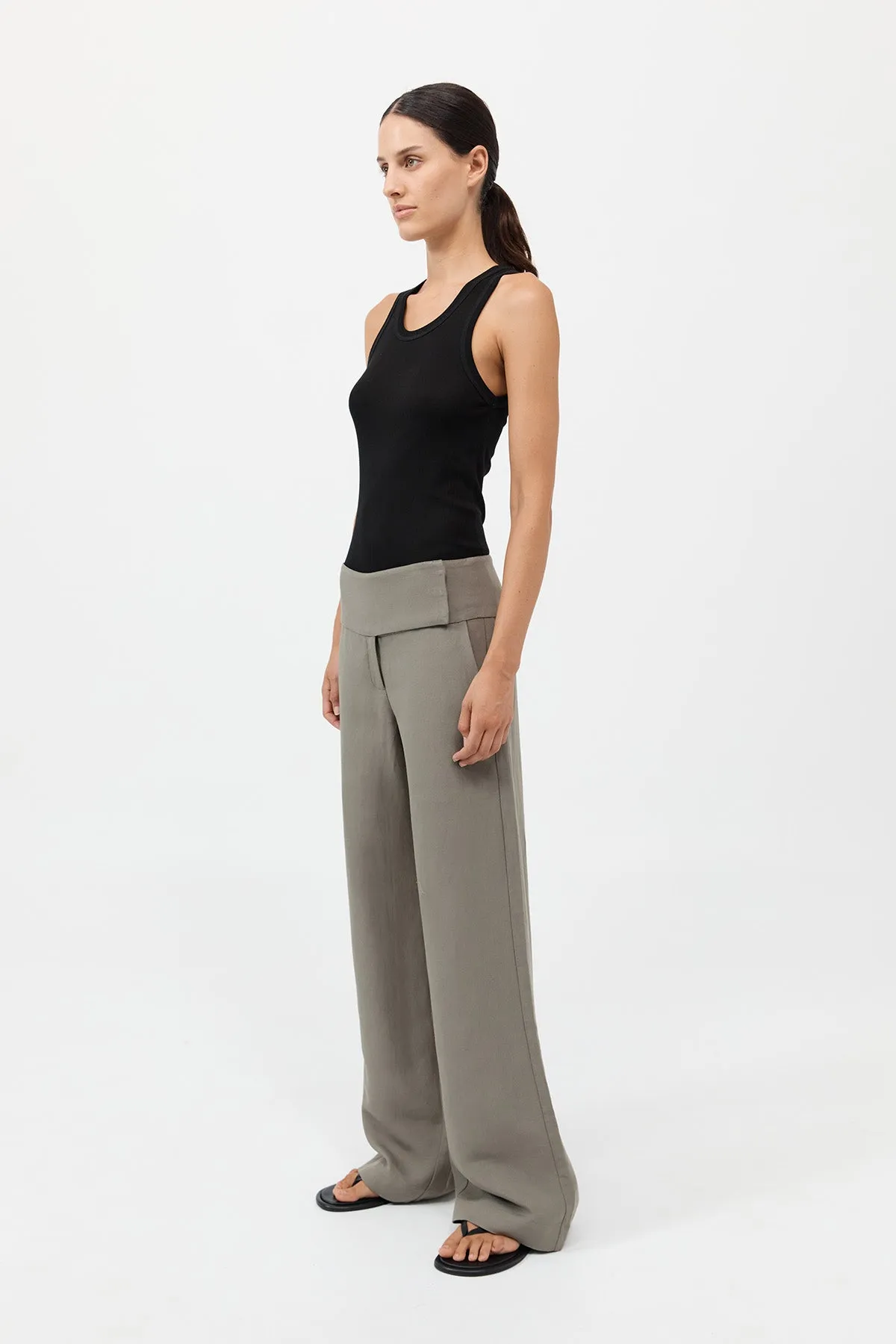 Wide Waistband Pants - Smokey Olive sold by St. Agni product image thumbnail 2