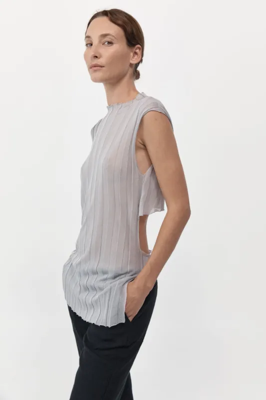 Fine Pleat Knit Top - Silver sold by St. Agni