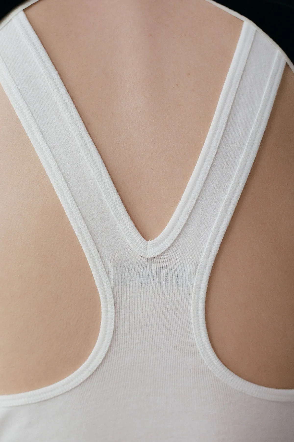 Organic Cotton V Back Tank - White sold by St. Agni product image thumbnail 5