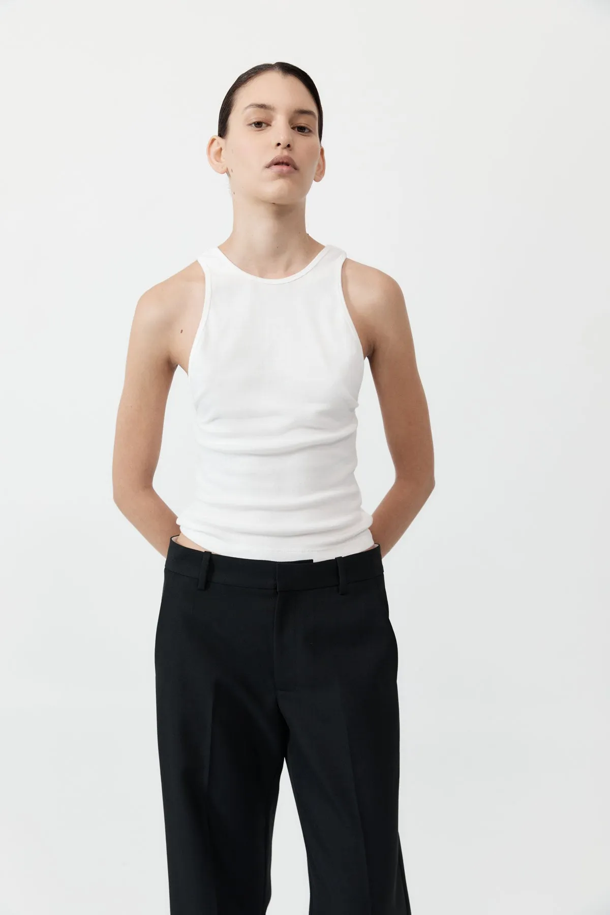 Organic Cotton V Back Tank - White sold by St. Agni product image thumbnail 2