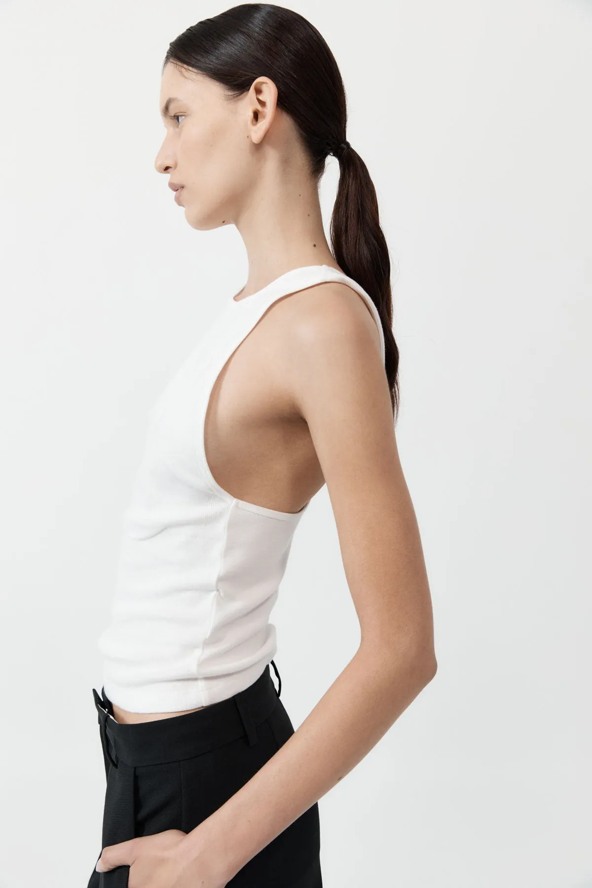 Organic Cotton V Back Tank - White sold by St. Agni product image thumbnail 3
