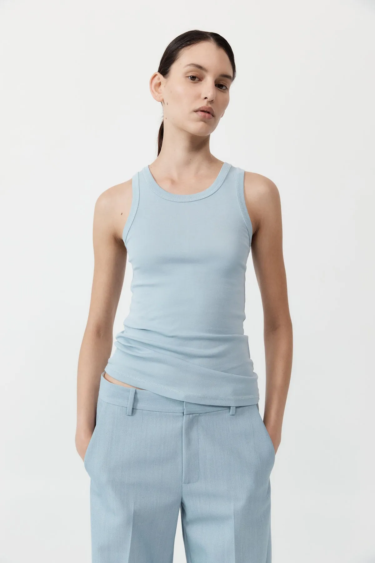Organic Cotton Singlet - Stone Blue sold by St. Agni